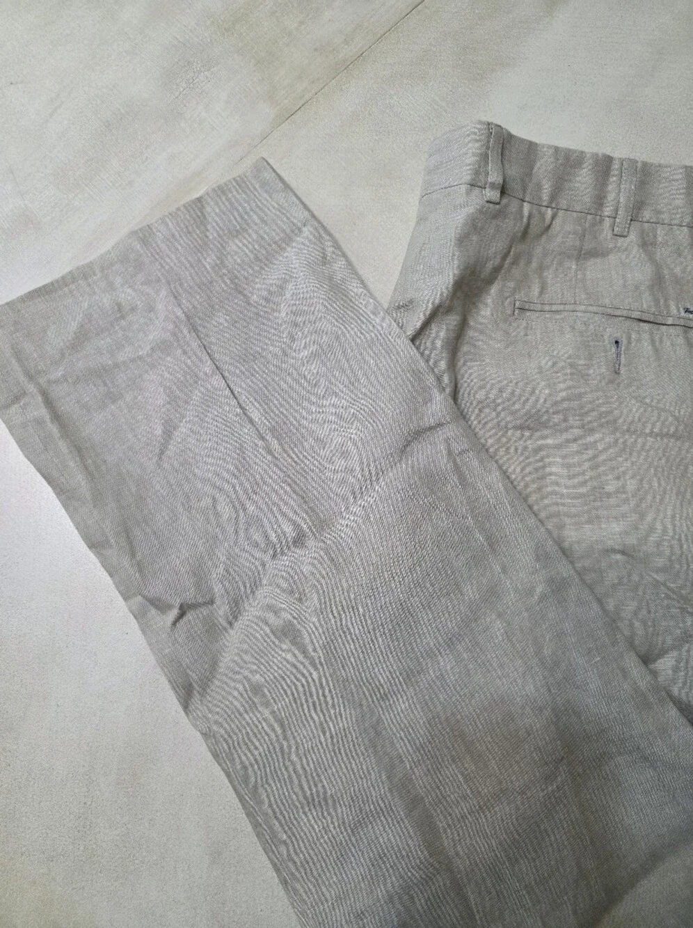 Façonnable 100% Linen Trousers | French Riviera Quiet Luxury | Tan | Size 40